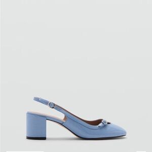 NEW Mango Baby Blue Low Block Heels Slingback